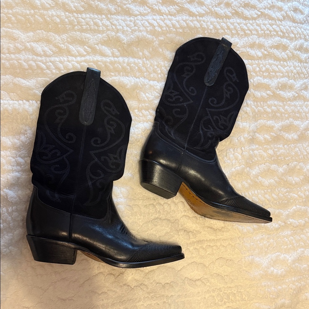 Nine West Black Western Leather Boots